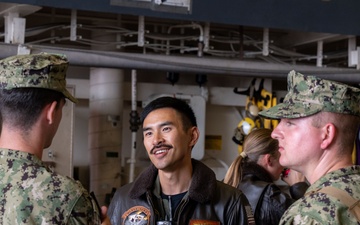 Family, friends and midshipmen embark USS Somerset for Tiger Cruise