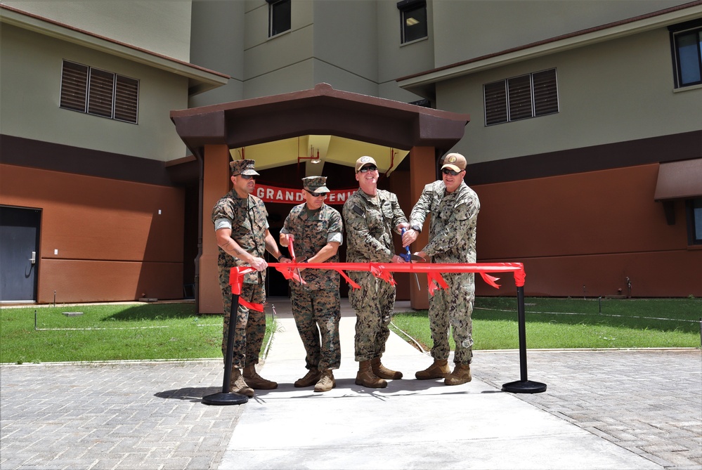 Military Personnel Cut the Ribbon for New Enlisted Housing on Camp Blaz