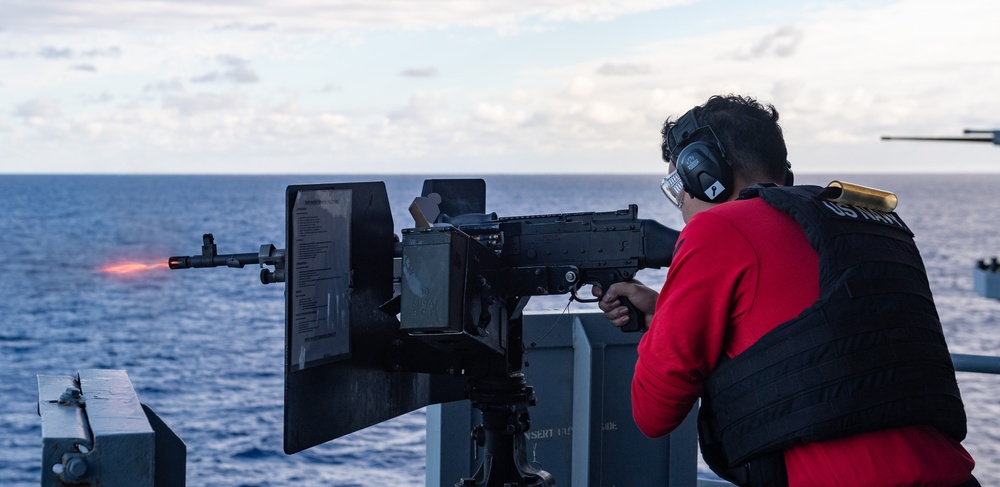 USS America (LHA 6) Conducts Crew-Serve Weapons Shoot