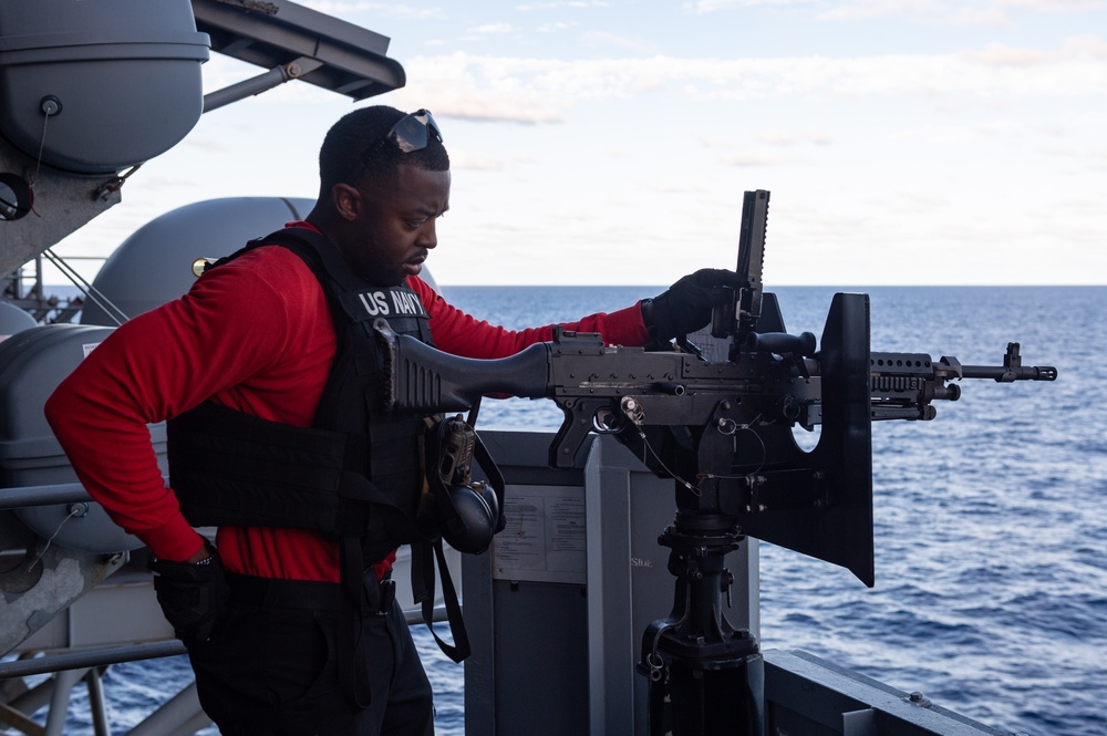 USS America (LHA 6) Conducts Crew-Serve Weapons Shoot