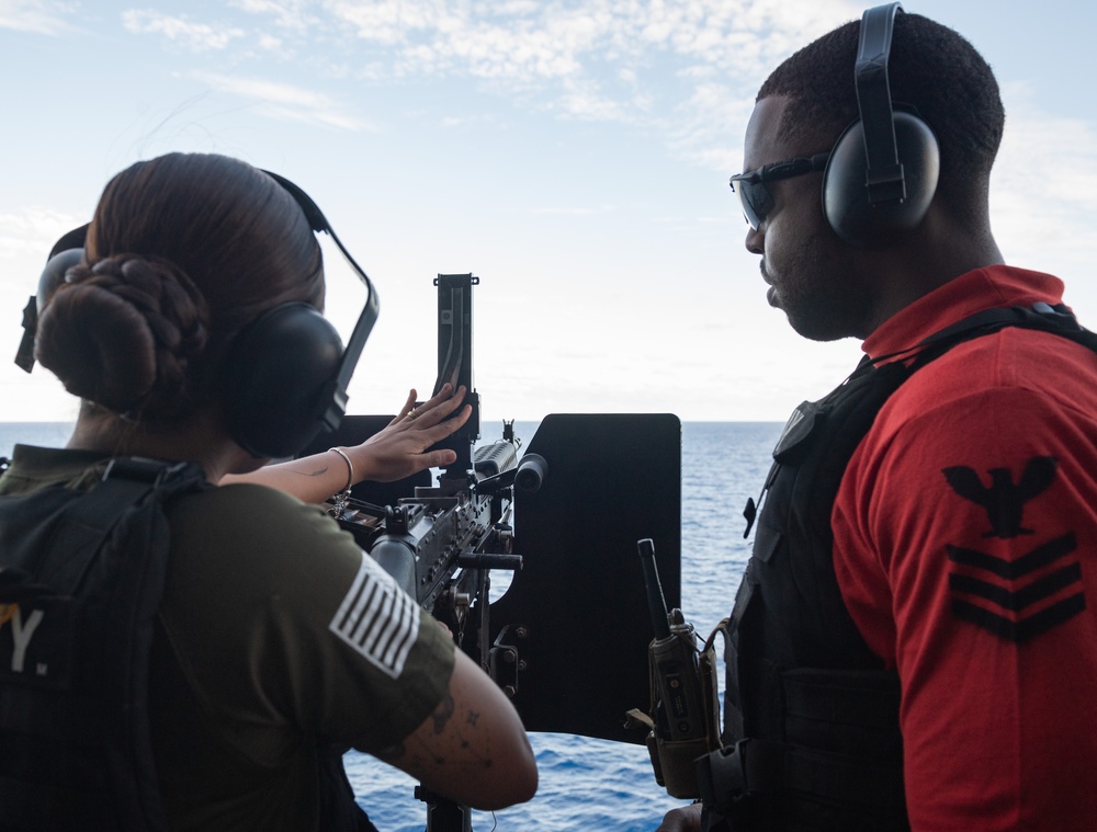 USS America (LHA 6) Conducts Crew-Serve Weapons Shoot
