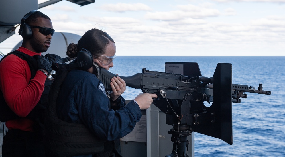 USS America (LHA 6) Conducts Crew-Serve Weapons Shoot