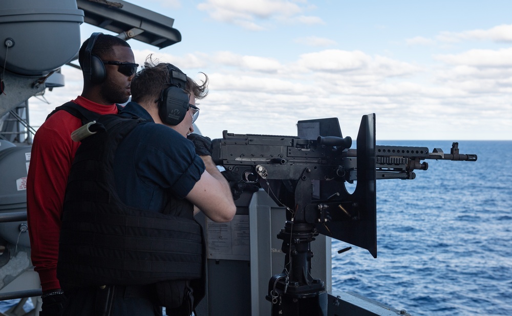 USS America (LHA 6) Conducts Crew-Serve Weapons Shoot