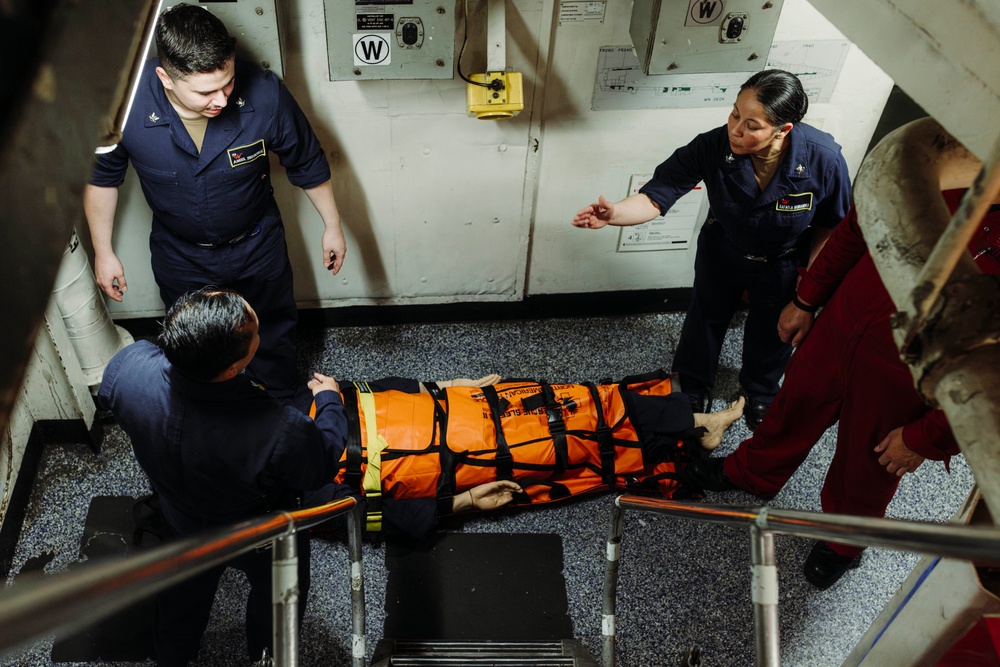 George Washington Conducts Stretcher Bearer Training