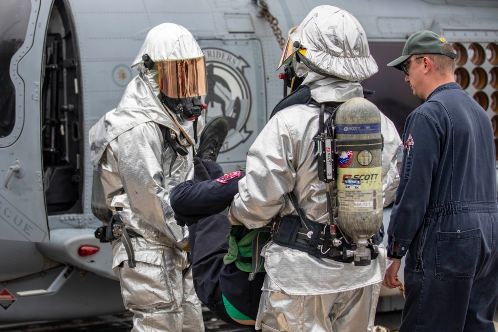 USS Preble Conducts Aviation Training Team Drill