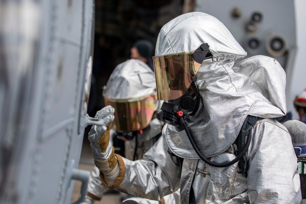 USS Preble Conducts Aviation Training Team Drill