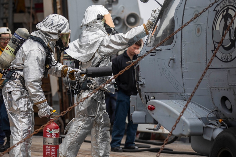 USS Preble Conducts Aviation Training Team Drill