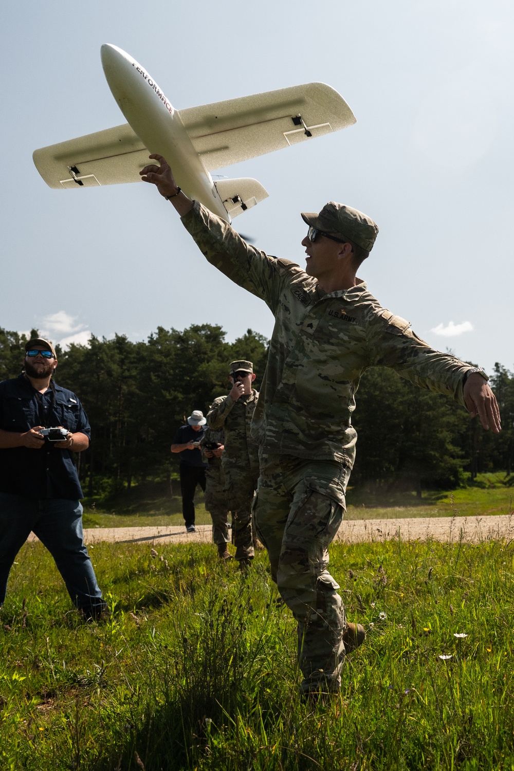 U.S. Soldiers launch drones for C-UAS testing during Project Flytrap