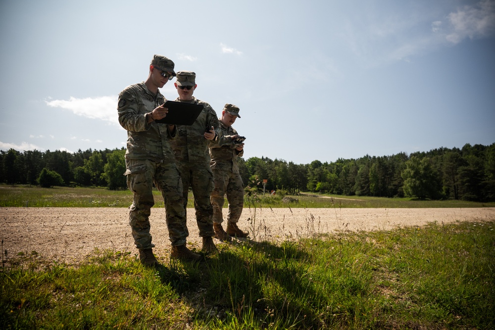 U.S. Soldiers launch drones for C-UAS testing during Project Flytrap