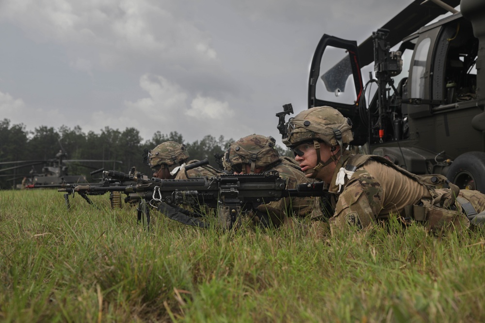 Soldiers pull security outside Black Hawk