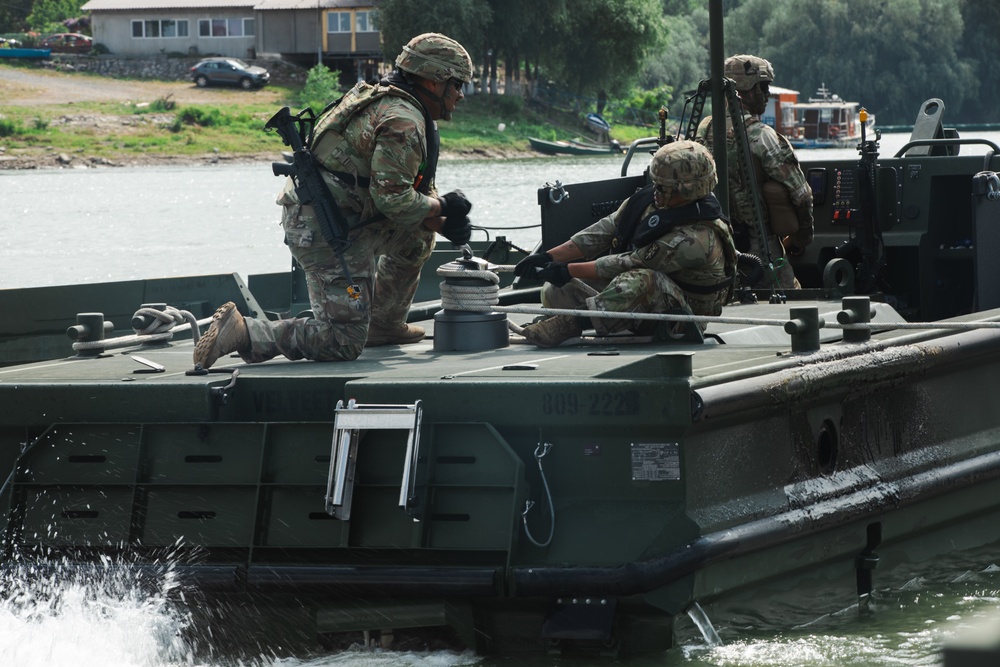 7th Engineer Brigade Conducts Wet Gap Crossing In Romania
