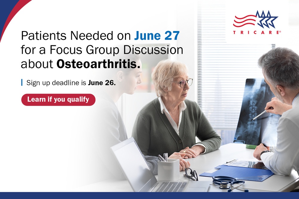 Provide Feedback for Clinical Practice Guidelines in Joint DOD, VA Patient Focus Groups: Osteoarthritis on June 27