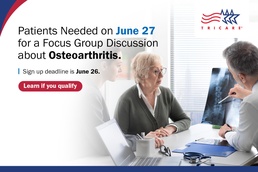 Provide Feedback for Clinical Practice Guidelines in Joint DOD, VA Patient Focus Groups: Osteoarthritis on June 27