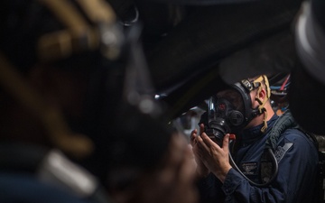 Sailors train for toxic gas aboard USS Ronald Reagan (CVN 76)