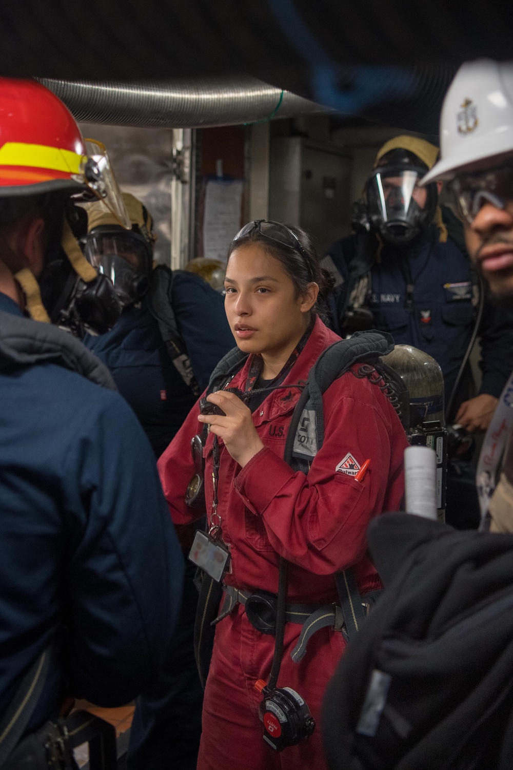 Sailors train for toxic gas aboard USS Ronald Reagan (CVN 76)