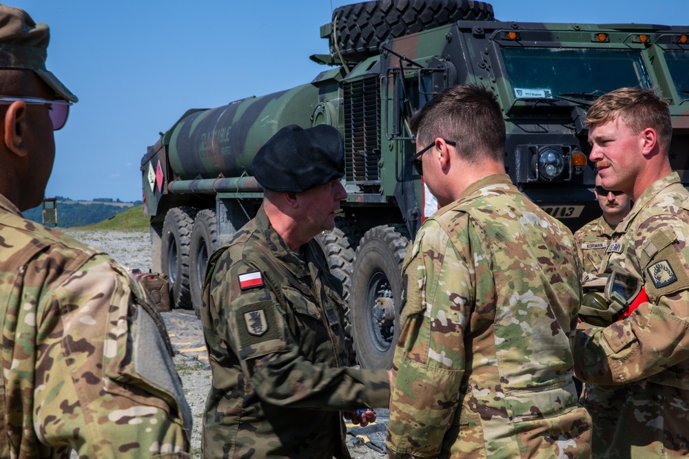 Maj. Gen. Maciej Jablonski and Brig. Gen. Daniel Condruz visit 12th CAB during Saber Guardian 25