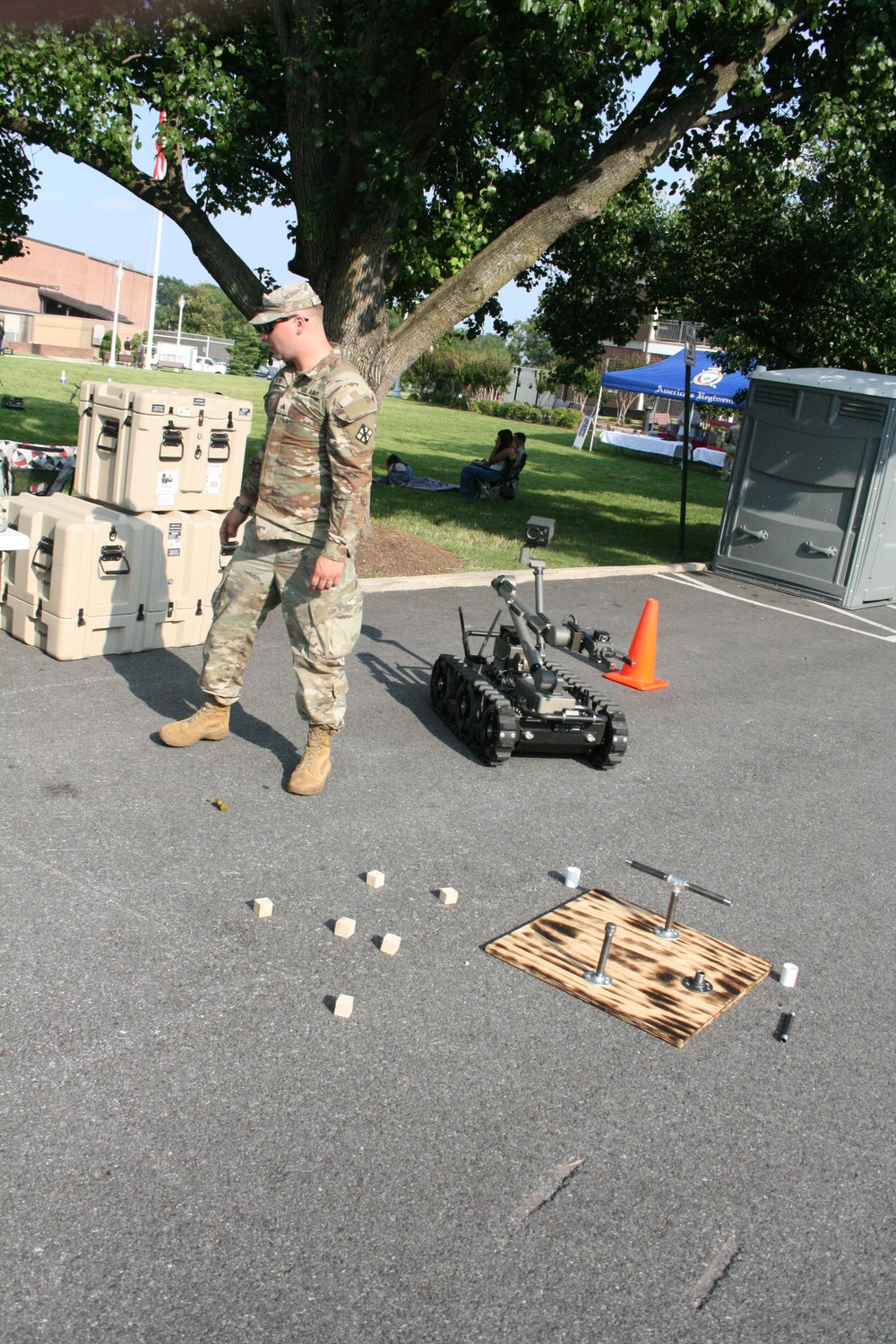 Engineers from the 412th Theater Engineer Command provide equipment displays at the Twilight Tattoo
