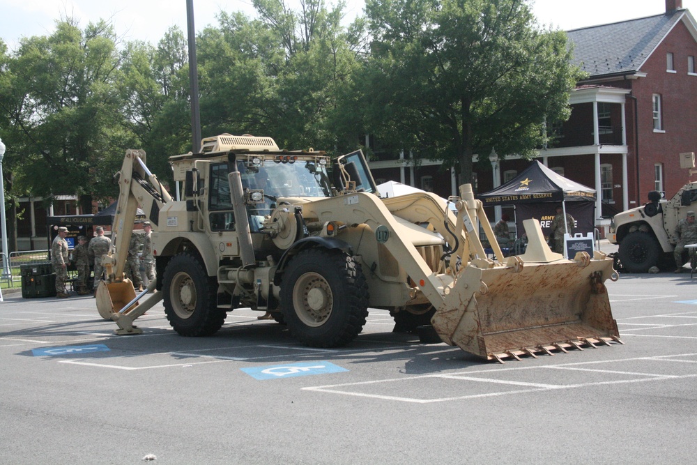 Engineers from the 412th Theater Engineer Command provide equipment displays at the Twilight Tattoo