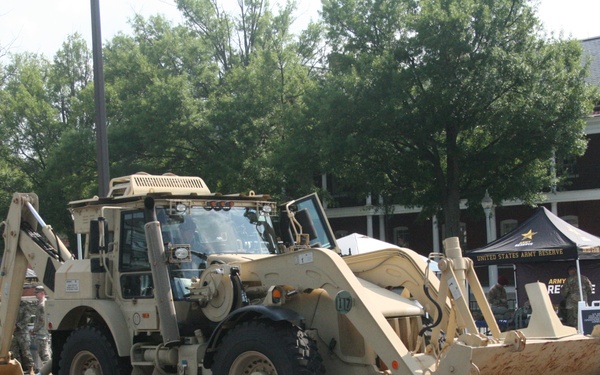 Engineers from the 412th Theater Engineer Command provide equipment displays at the Twilight Tattoo
