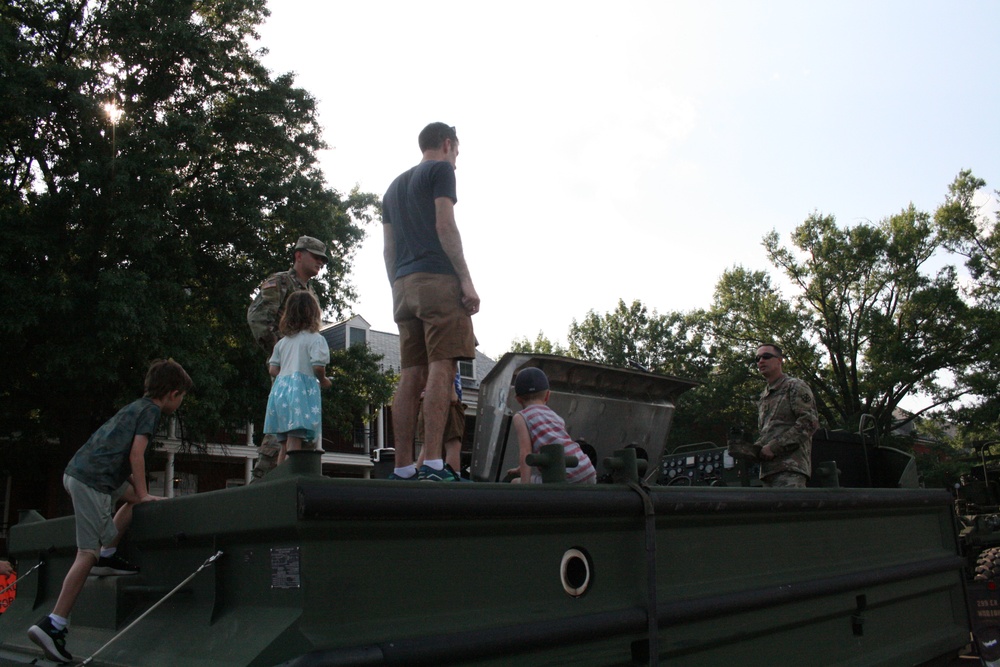 Engineers from the 412th Theater Engineer Command provide equipment displays at the Twilight Tattoo