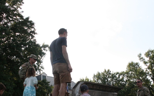 Engineers from the 412th Theater Engineer Command provide equipment displays at the Twilight Tattoo