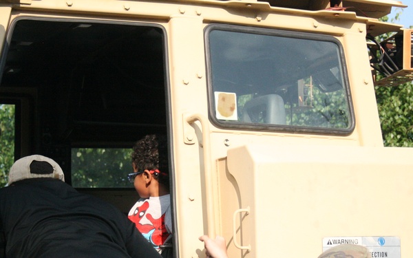 Engineers from the 412th Theater Engineer Command provide equipment displays at the Twilight Tattoo