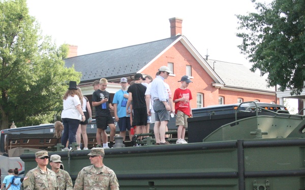 Engineers from the 412th Theater Engineer Command provide equipment displays at the Twilight Tattoo