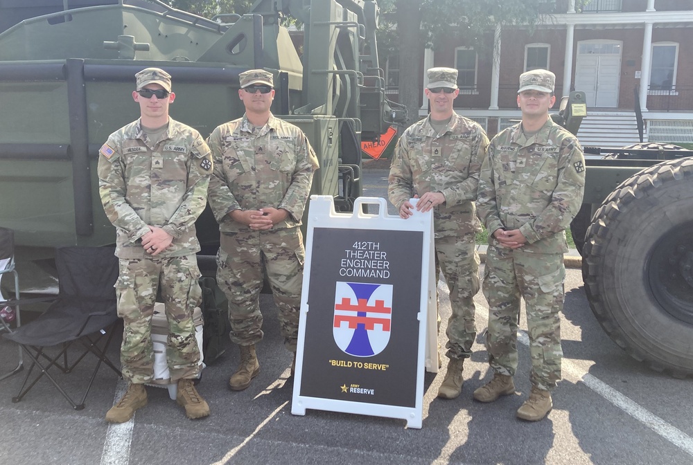 Engineers from the 412th Theater Engineer Command provide equipment displays at the Twilight Tattoo