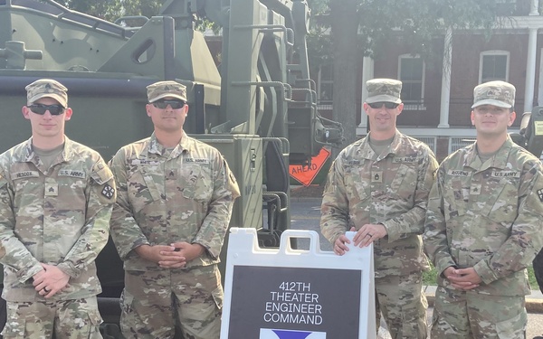 Engineers from the 412th Theater Engineer Command provide equipment displays at the Twilight Tattoo