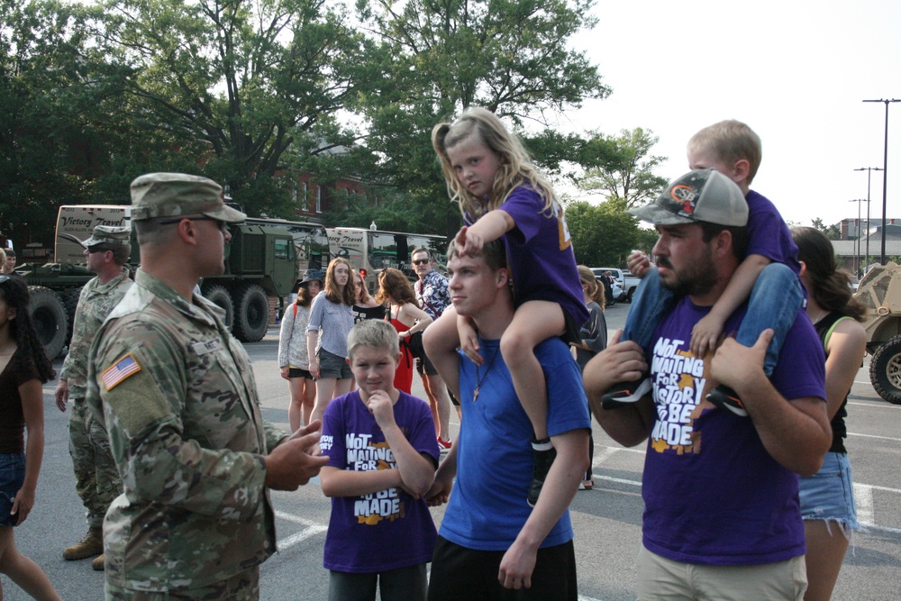 Engineers from the 412th Theater Engineer Command provide equipment displays at the Twilight Tattoo