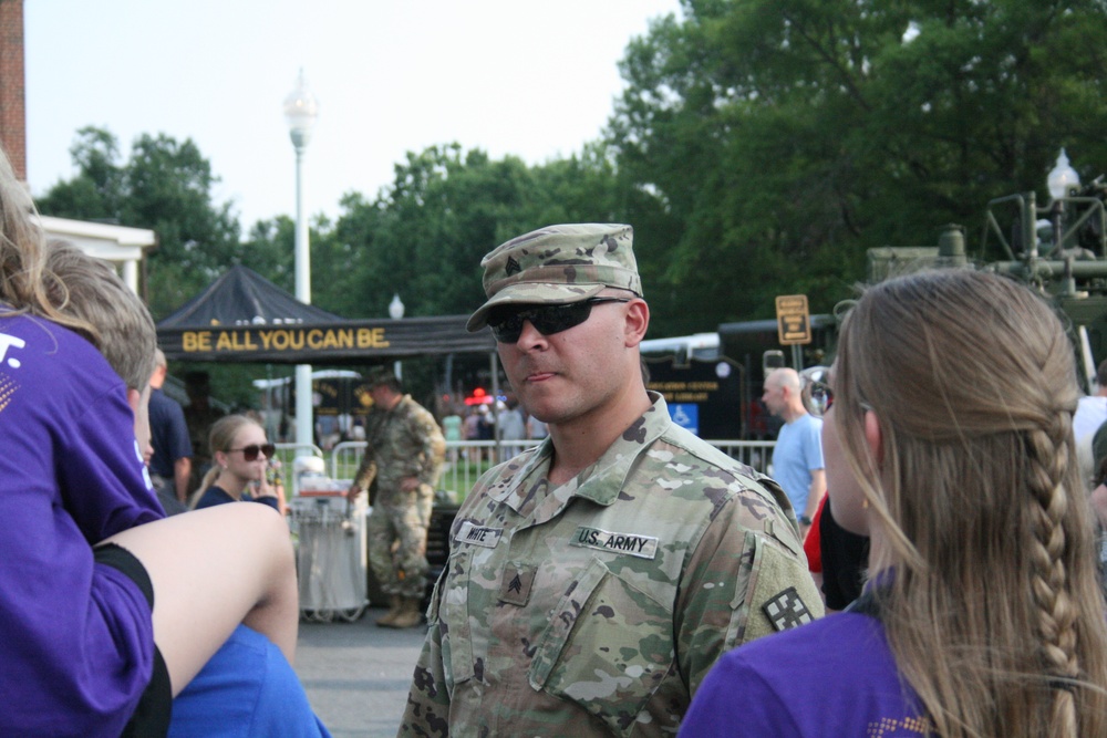 Engineers from the 412th Theater Engineer Command provide equipment displays at the Twilight Tattoo