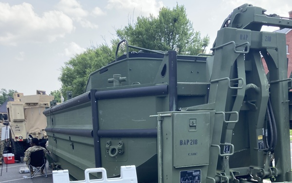 Engineers from the 412th Theater Engineer Command provide equipment displays at the Twilight Tattoo