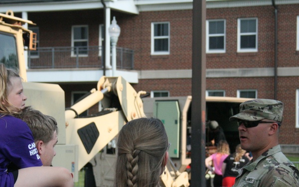Engineers from the 412th Theater Engineer Command provide equipment displays at the Twilight Tattoo