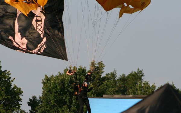 Engineers from the 412th Theater Engineer Command provide equipment displays at the Twilight Tattoo
