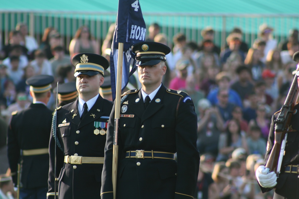 Engineers from the 412th Theater Engineer Command provide equipment displays at the Twilight Tattoo