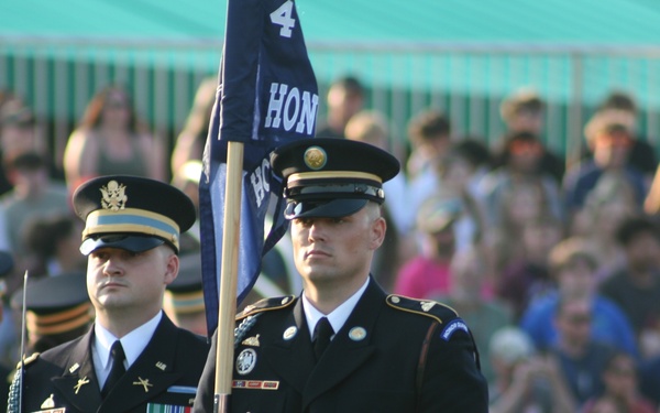Engineers from the 412th Theater Engineer Command provide equipment displays at the Twilight Tattoo