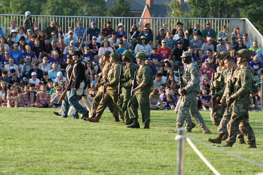 Engineers from the 412th Theater Engineer Command provide equipment displays at the Twilight Tattoo