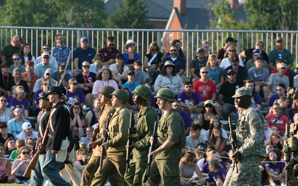Engineers from the 412th Theater Engineer Command provide equipment displays at the Twilight Tattoo