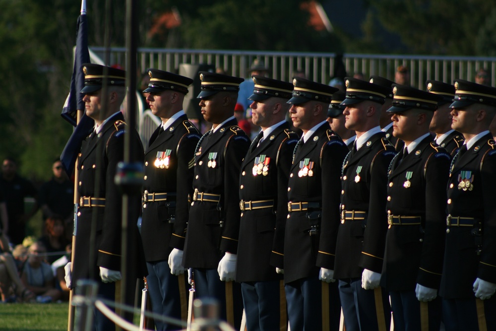 Engineers from the 412th Theater Engineer Command provide equipment displays at the Twilight Tattoo