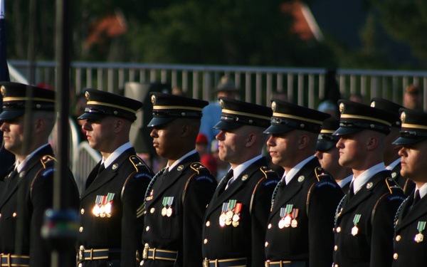 Engineers from the 412th Theater Engineer Command provide equipment displays at the Twilight Tattoo