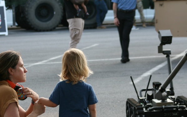 Engineers from the 412th Theater Engineer Command provide equipment displays at the Twilight Tattoo