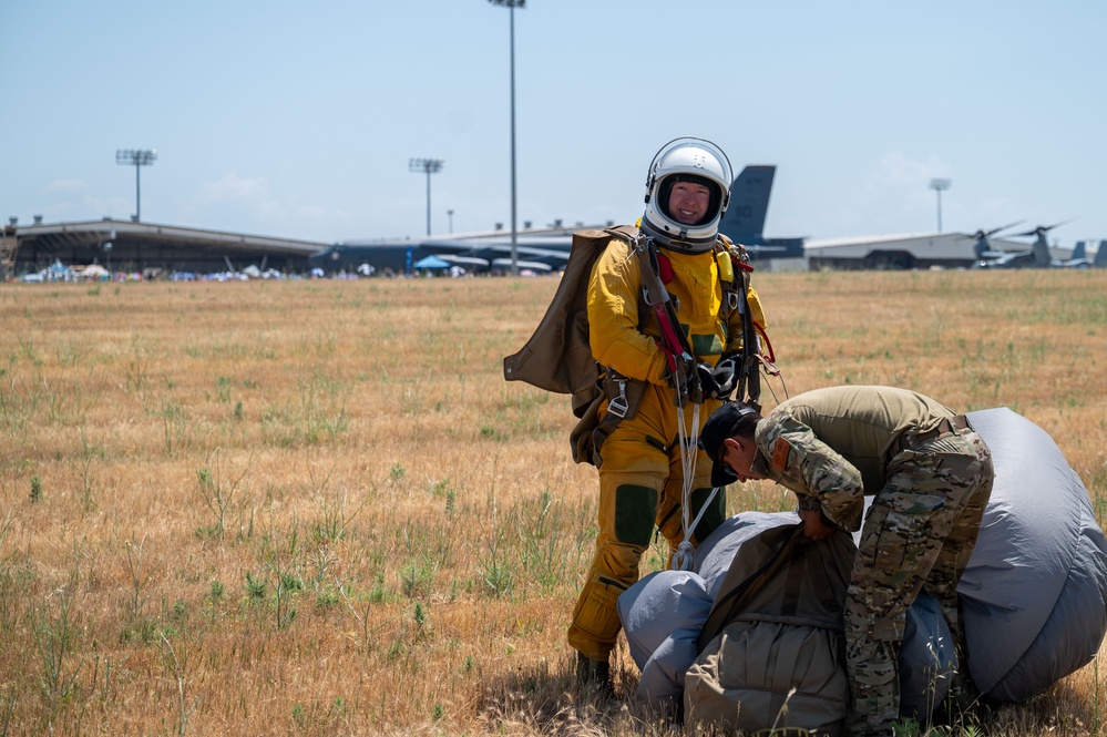 Edwards AFB Test Parachutists jump in U-2 suit at Beale Air &amp; Space Expo 2025