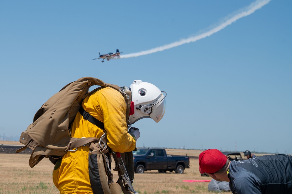 Edwards AFB Test Parachutists jump in U-2 suit at Beale Air &amp; Space Expo 2025