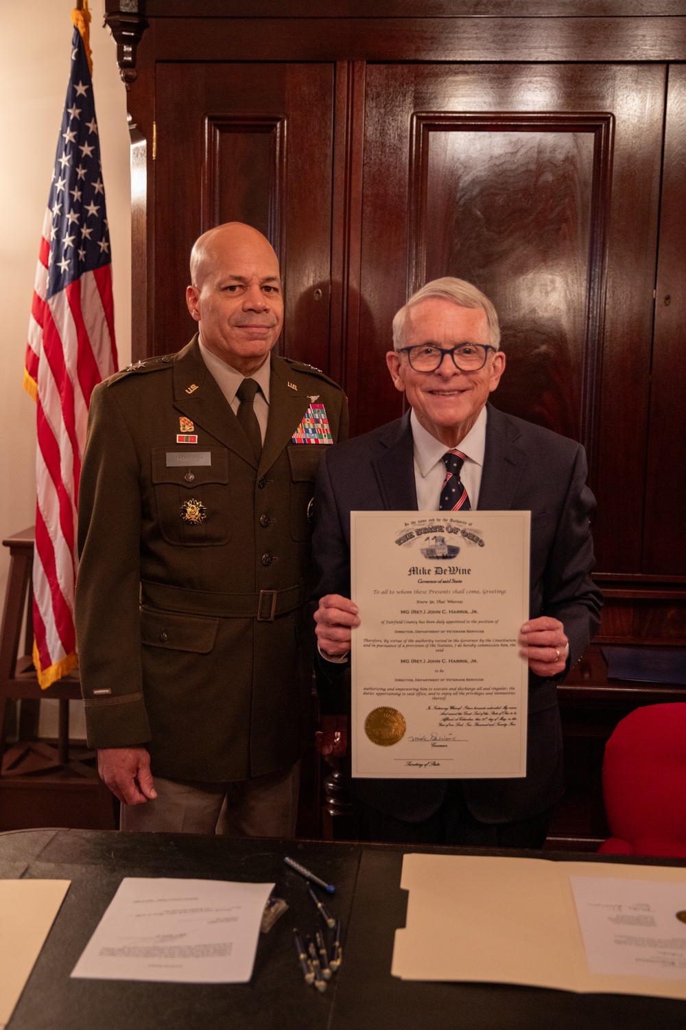 Governor swears in Woodruff as 84th Ohio adjutant general, appoints Harris Department of Veterans Services director