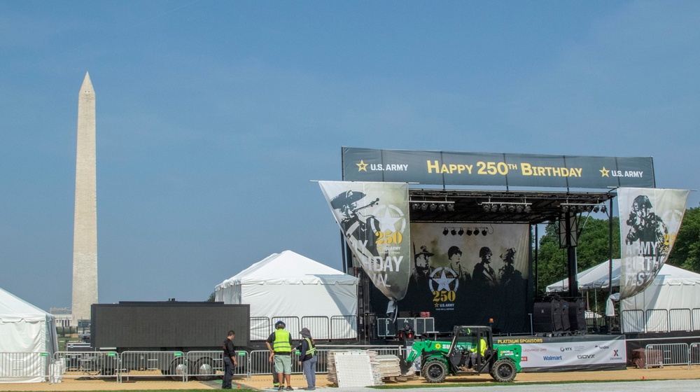 Static Display in National Mall in Preparation for the Army 250th Birthday Parade