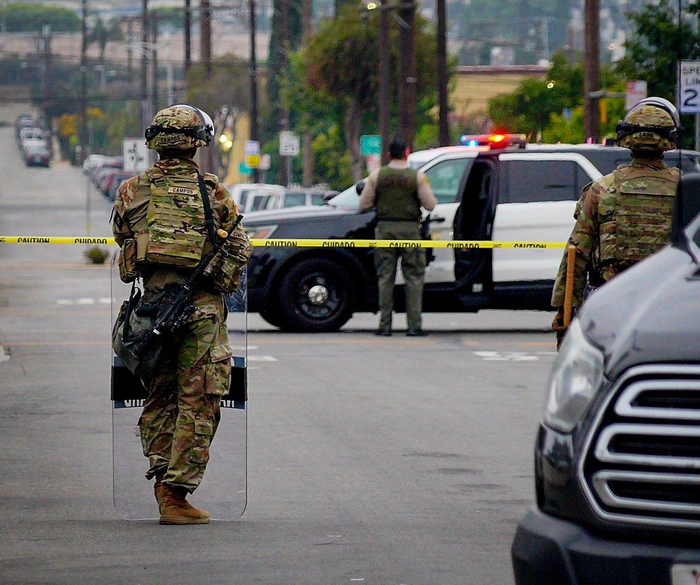 Soldiers provide protection for federal law enforcement in the greater Los Angeles area&amp;#xA;