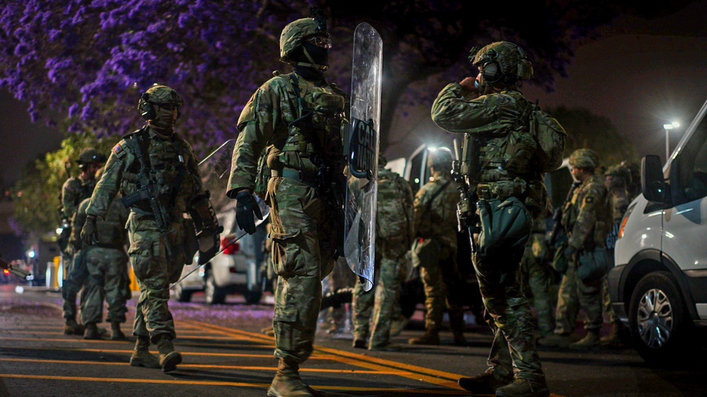 Soldiers provide protection for federal law enforcement in the greater Los Angeles area&amp;#xA;