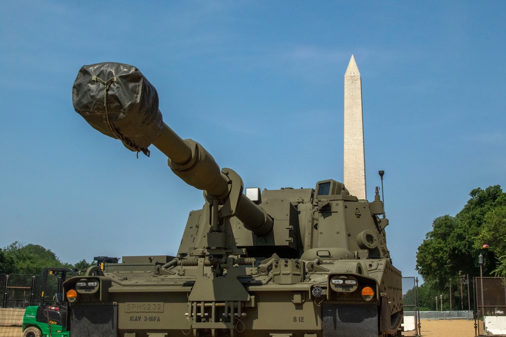 Static Display in National Mall in Preparation for the Army 250th Birthday Parade