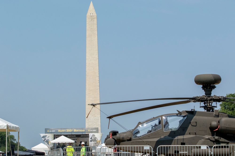 Static Display in National Mall in Preparation for the Army 250th Birthday Parade