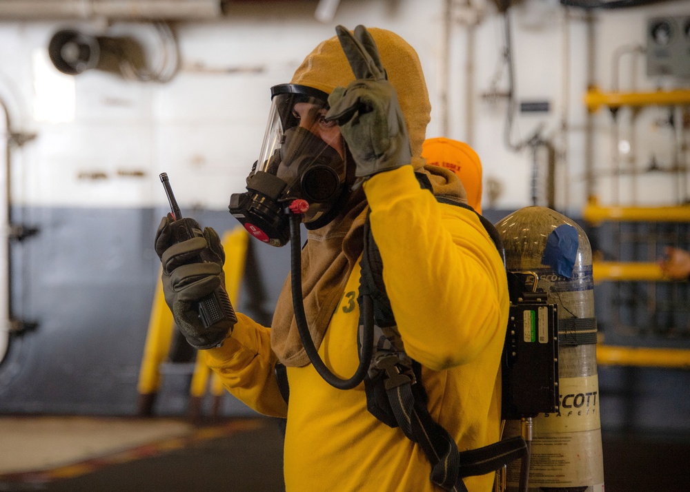 USS Essex Air Department Hangar Bay Fire Drill